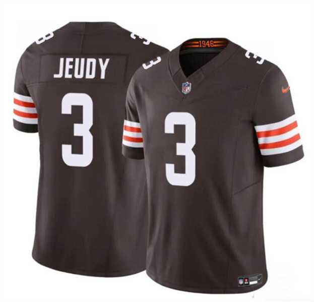 Men & Women & Youth Cleveland Browns #3 Jerry Jeudy Brown 2023 F.U.S.E. Vapor Limited Football Stitched Jersey